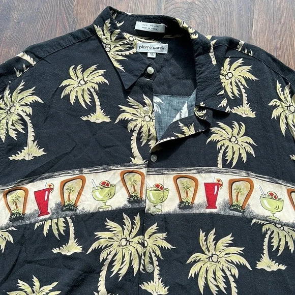 Men's Pierre Cardin Vintage Tropical Shirt | Beach | Vacation | Palm Trees - Picture 2 of 8